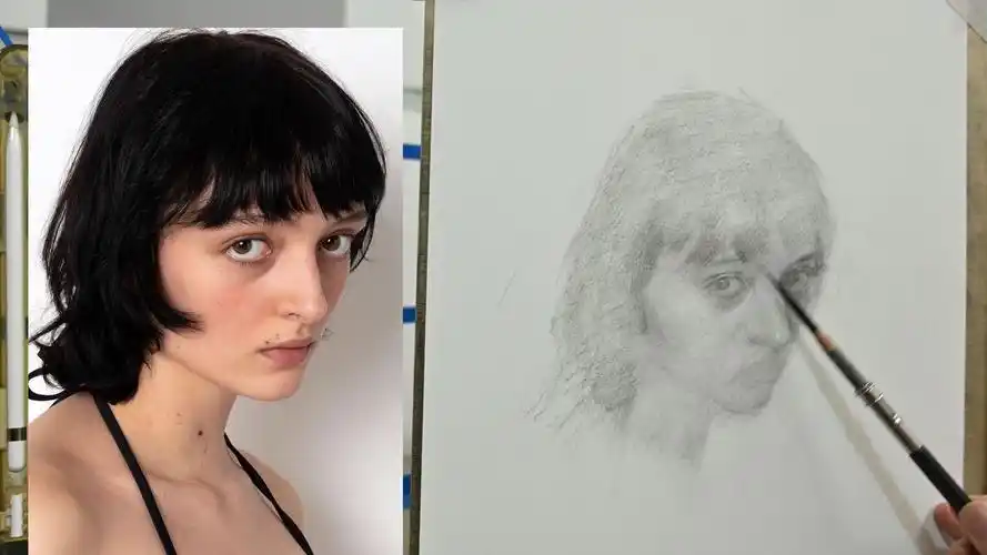 女孩素描人像绘画