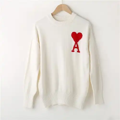 肖战同明星秋冬圆领爱心字母ami毛衣情侣针织毛衣
