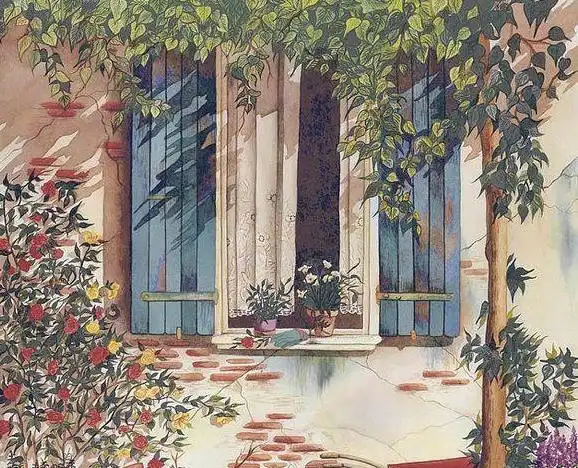 描述窗外是好风景的超短句窗外的风景绘画图片