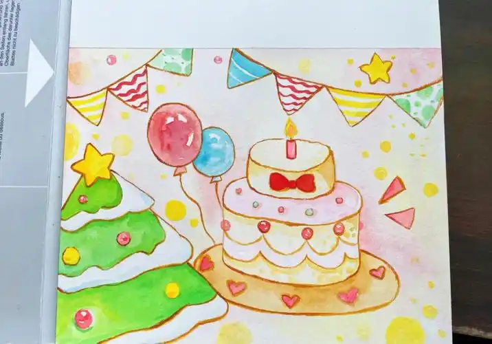 水彩生日小蛋糕
