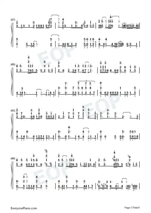 年轮说-荼蘼片头曲双手简谱预览5-钢琴谱文件(五线谱,双手简谱,数字谱