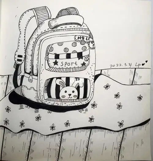 书包线描装饰画