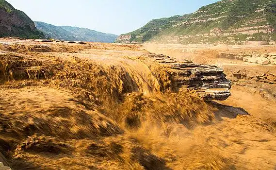 壶口瀑布中国,甘肃,靠近,黄河,风景,佛教,洞穴瀑布,黄色,河四川唐克