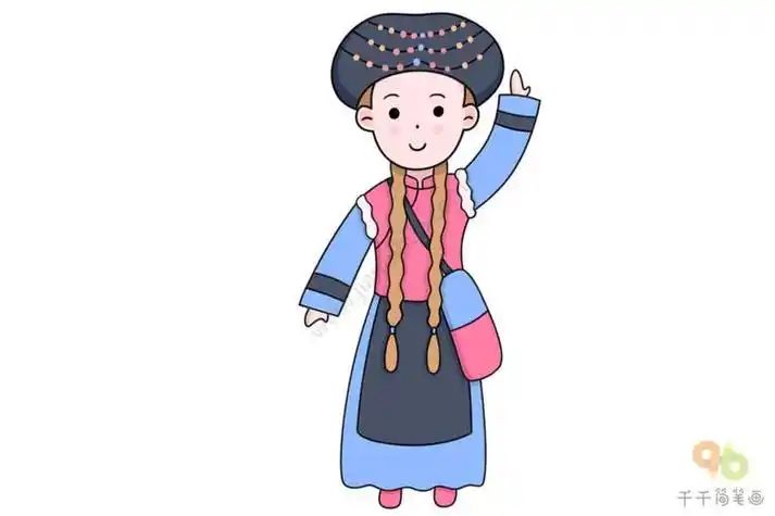 少数民族普米族男孩简笔画民族人物简笔画少数民族简笔画彩色普米族