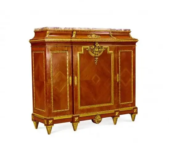 15732 法国 路易十四风格 黄檀木镶嵌铜鎏金及大理石边柜 alfred