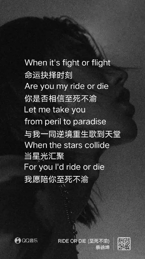 蔡徐坤新歌《ride or die》歌词海报好听的歌曲都被蔡徐坤写完啦好听