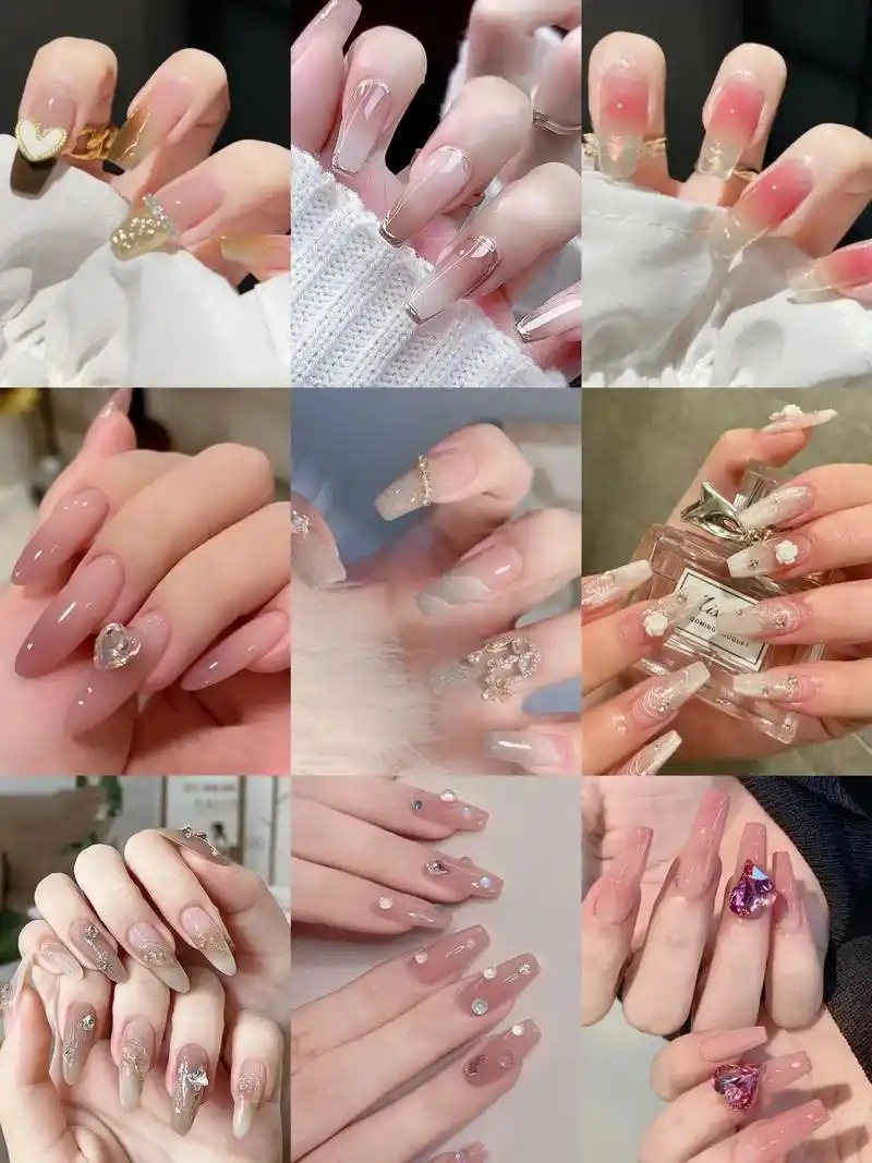 气质裸色系延长甲美甲款式图片97.