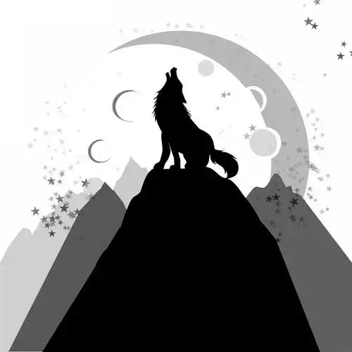 午夜狼嚎站在山顶的狼剪影988888png图片素材 生物自然-第1张