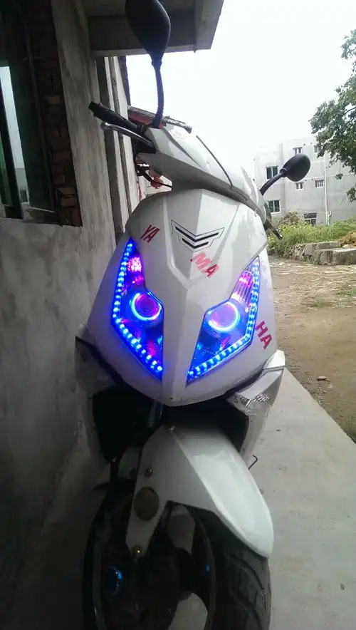 骠骑 电摩电动车3寸高亮氙气灯双光透镜天使眼恶魔眼疝气大灯总成