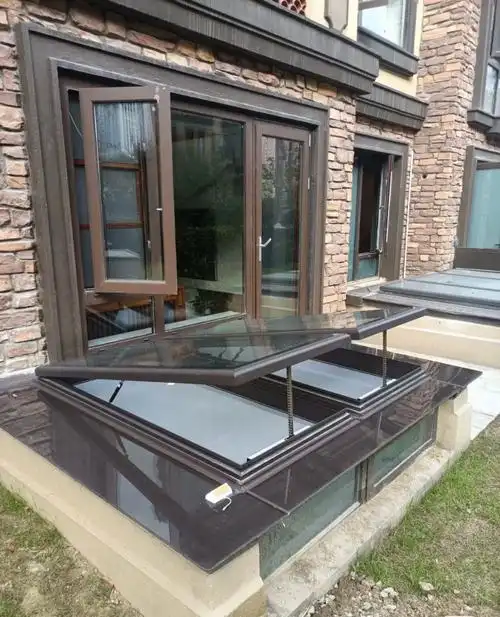 夹胶钢化玻璃阳光房电动手动天窗天井采光井房顶铝合金电动遥控