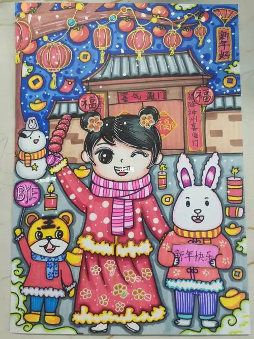 这副画是根据2021年没有画完的画稿改编完成的,90#儿童画  #创意