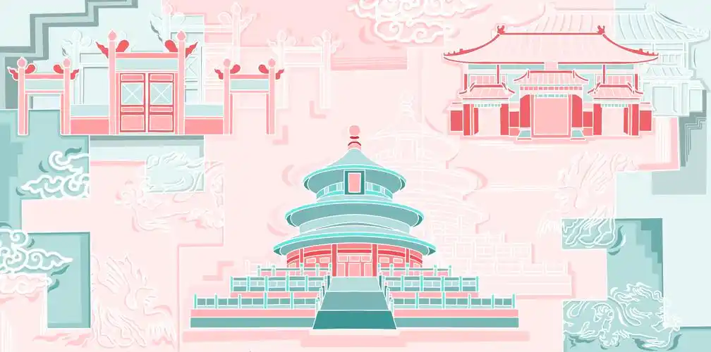 搭配酡颜,整体色调偏暖,点缀乌色形成对比,展现北京天坛夏天的