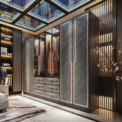 轻奢组合大衣四门整体家用衣柜别墅户型小户衣柜