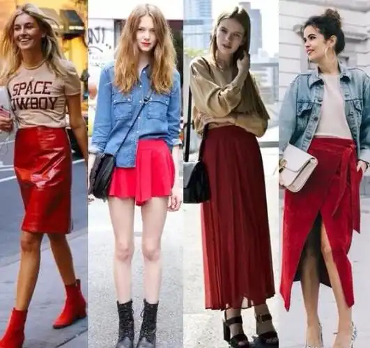 红色 蓝色,给人清爽冰凉的感觉,用蓝色牛仔衬衫(蓝色衬衫)搭配红色半