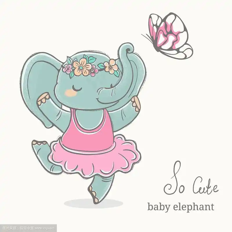 大象芭蕾舞演员跳舞的孩子可爱的动物