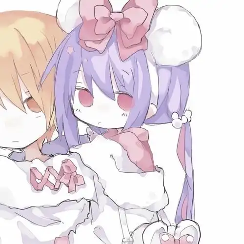 动漫情头可爱铃铛猫耳星星紫发