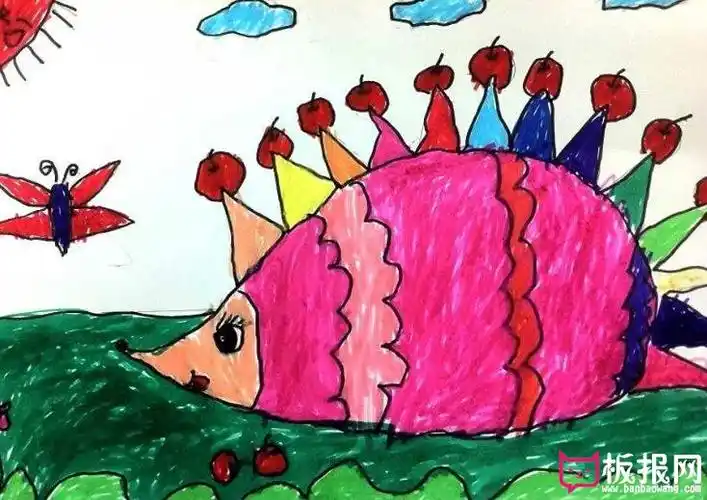 动物简笔画,彩色刺猬简笔画