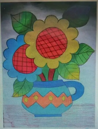 云棋小学网络学习第二周二年级美术《盆花》