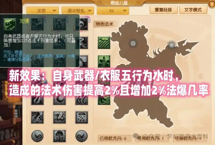 假设175级龙宫能群秒7个2000,魔力属性点是1500点傲翔经脉可以增加135