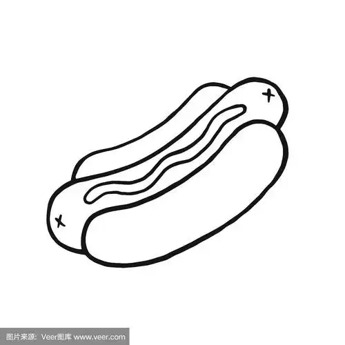 向量线性插图.热狗绘画.涂鸦涂鸦艺术.