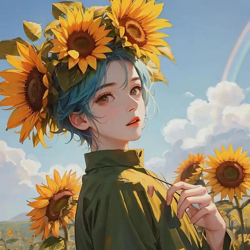 向日葵男孩 男粉也得宠,向日葵男孩头像来了,可以搭配向日葵女孩做