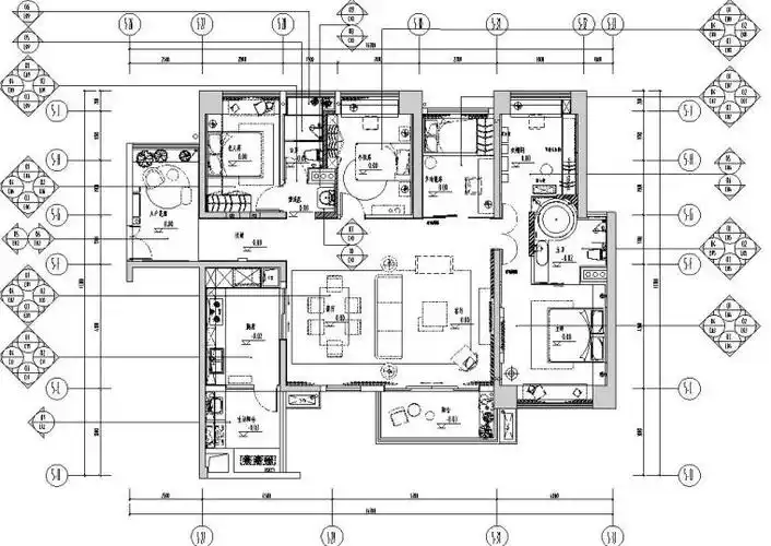 知名企业现代尊享住宅样板房装修cad施工图