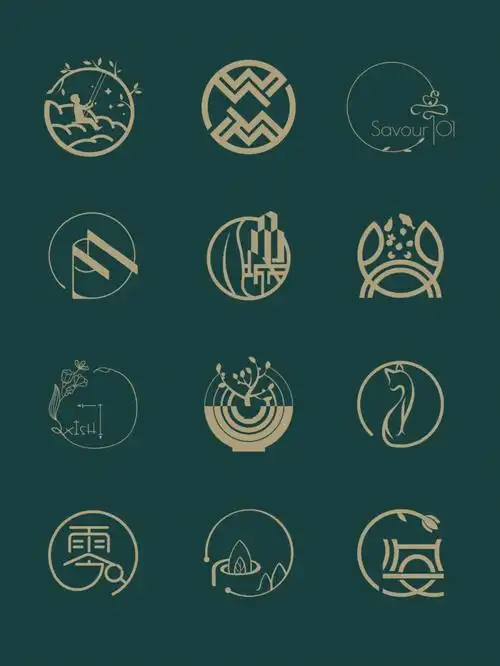 圆形logo分享丨线条感标志设计手绘原创