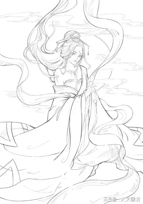 一组古风手绘线稿唯美