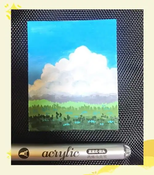 蓝天白云绿草地:马克笔下的宁静时刻 🎨