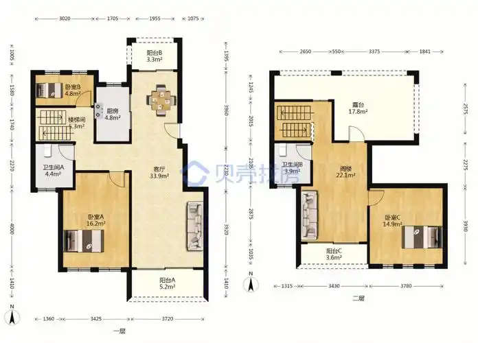 相城区电梯房顶楼复式带大露台