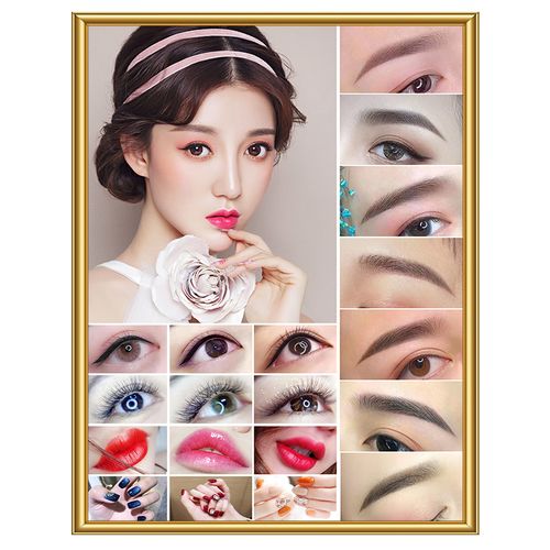 韩式半永久装饰画眉毛宣传眉眼唇挂画纹绣广告海报现代装饰画