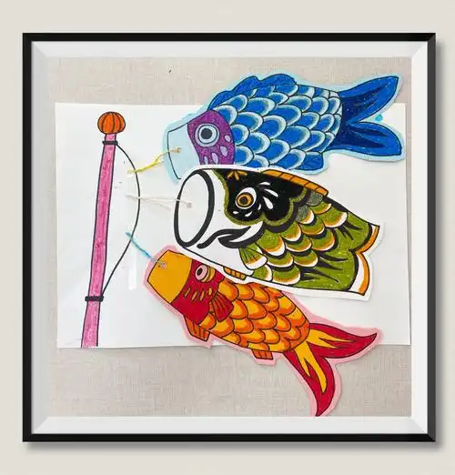 绘画1班 线描创意绘画《鲤鱼旗》