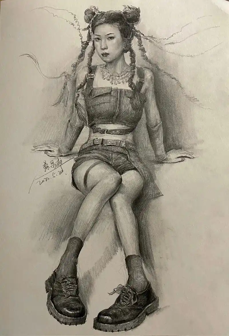 美女素描全身画面#画画 #艺术 #美术艺考 #每日一画 #画 - 抖音