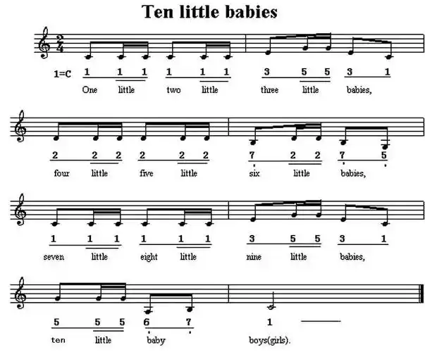 ten little babies_简谱_搜谱网