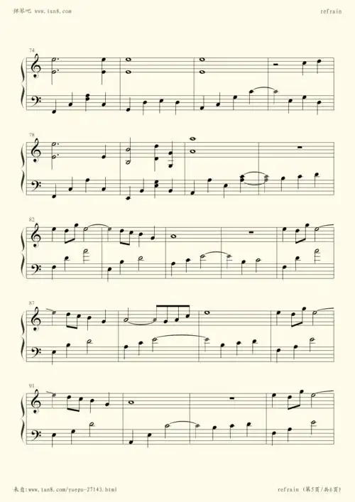 钢琴谱 - refrain(c调简易版)