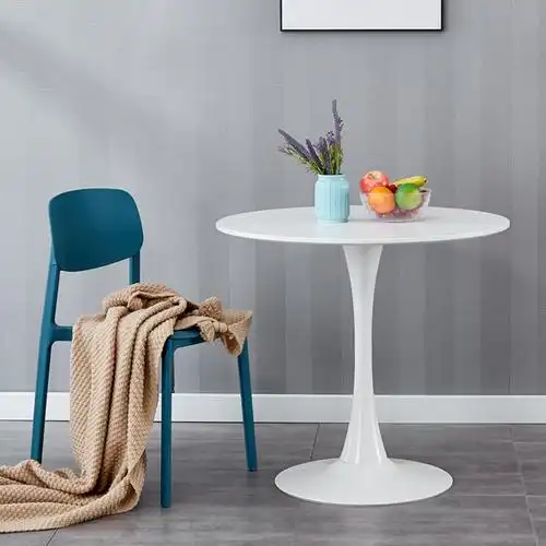 阳台小圆桌北欧奶茶店ins郁金香餐桌子烤漆简约接待洽谈桌椅白色