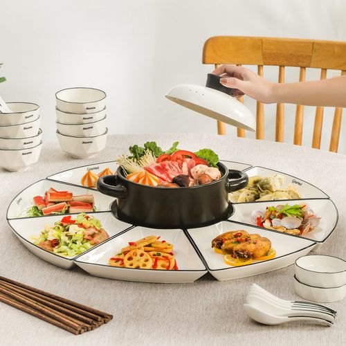 8年夜饭家庭拼盘餐具组合盘子碗陶瓷菜盘家用创意过年碗盘碗碟套装已