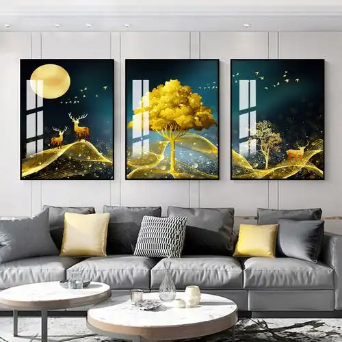 背景墙画_墙上装饰创意网红墙墙面电视背景品室内合挂画餐厅壁画轻奢