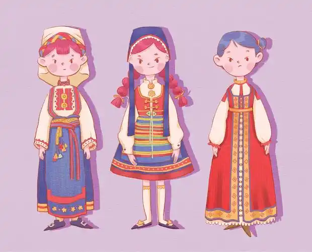 儿童插画-传统服饰