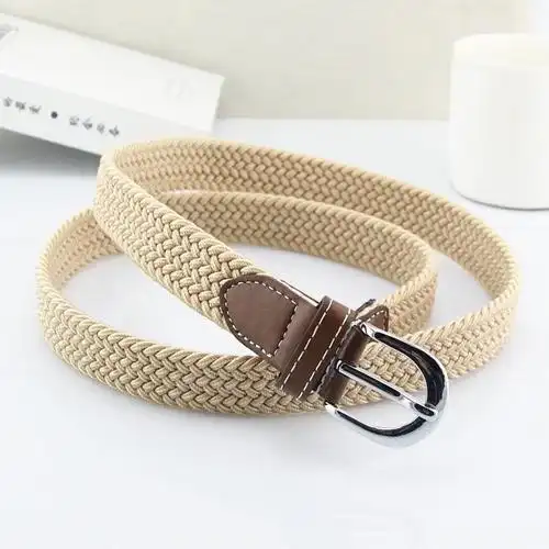 女士实用简易腰带耐用休闲细皮带时尚帆布纯色长款韩版个性男式裤