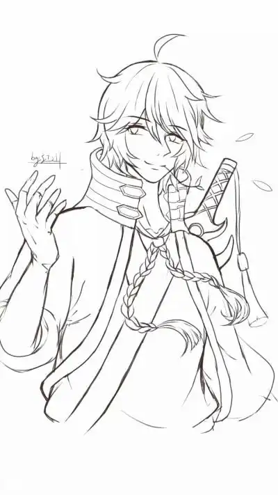 王者荣耀 李白,线稿