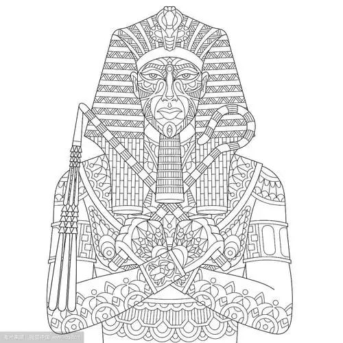 古埃及法老成人涂色页