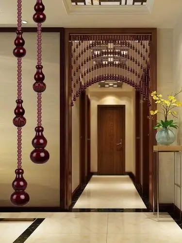 桃木葫芦珠帘门对门化解隔断客厅家用门帘隔断帘免打孔