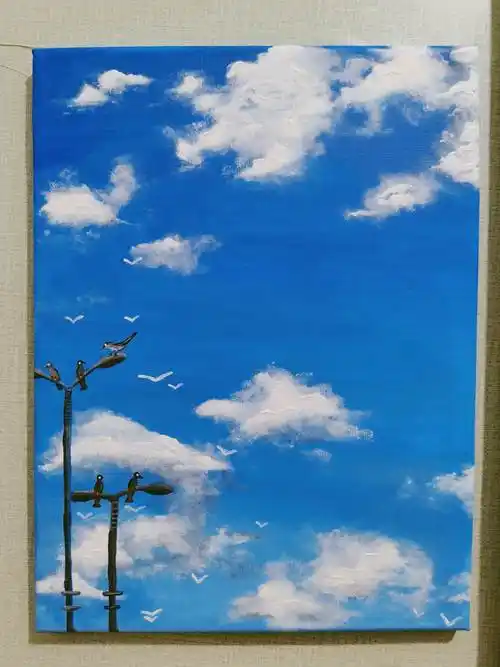 蓝天白云水粉画 蓝天白云水粉画教程