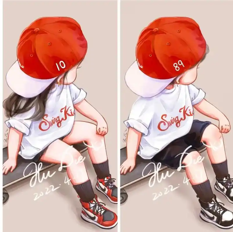 情侣头像滑板男孩女孩