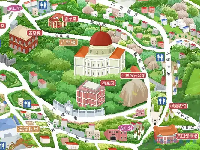 鼓浪屿手绘地图两幅