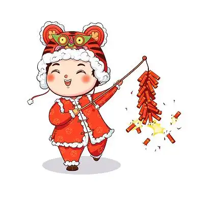 放鞭炮的小男孩虎年放鞭炮卡通人物png素材虎年新年春节2022年放鞭炮