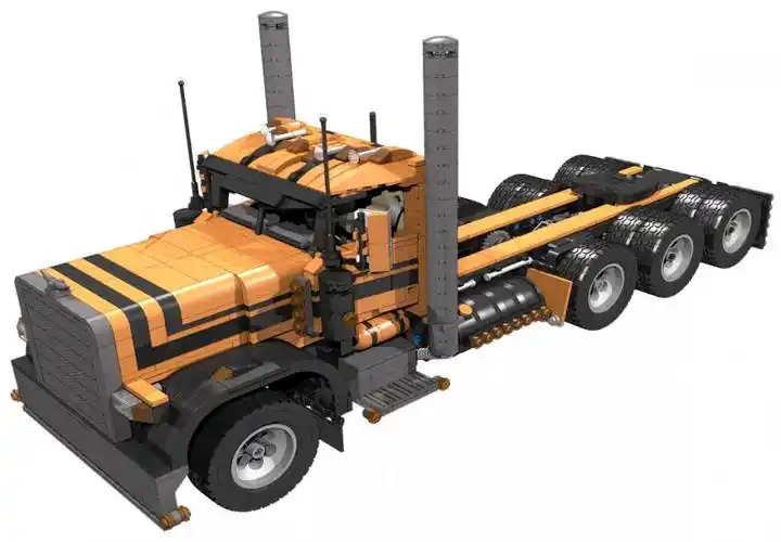 moc-彼得利特389日车半挂车,1:17比例,黑色和橙色-积木高手-乐高免费