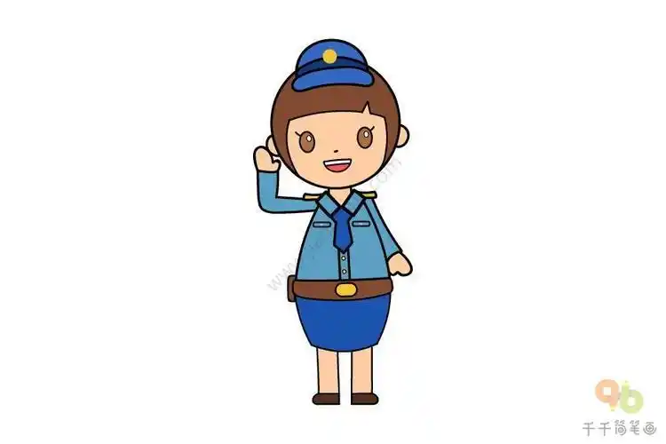 漂亮的警察姐姐简笔画