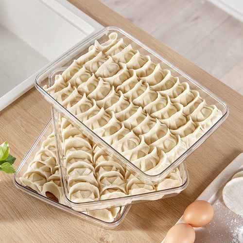 高档pet饺子盒家用大号速冻水饺盒托盘馄饨盒冰箱收纳盒鸡蛋保鲜